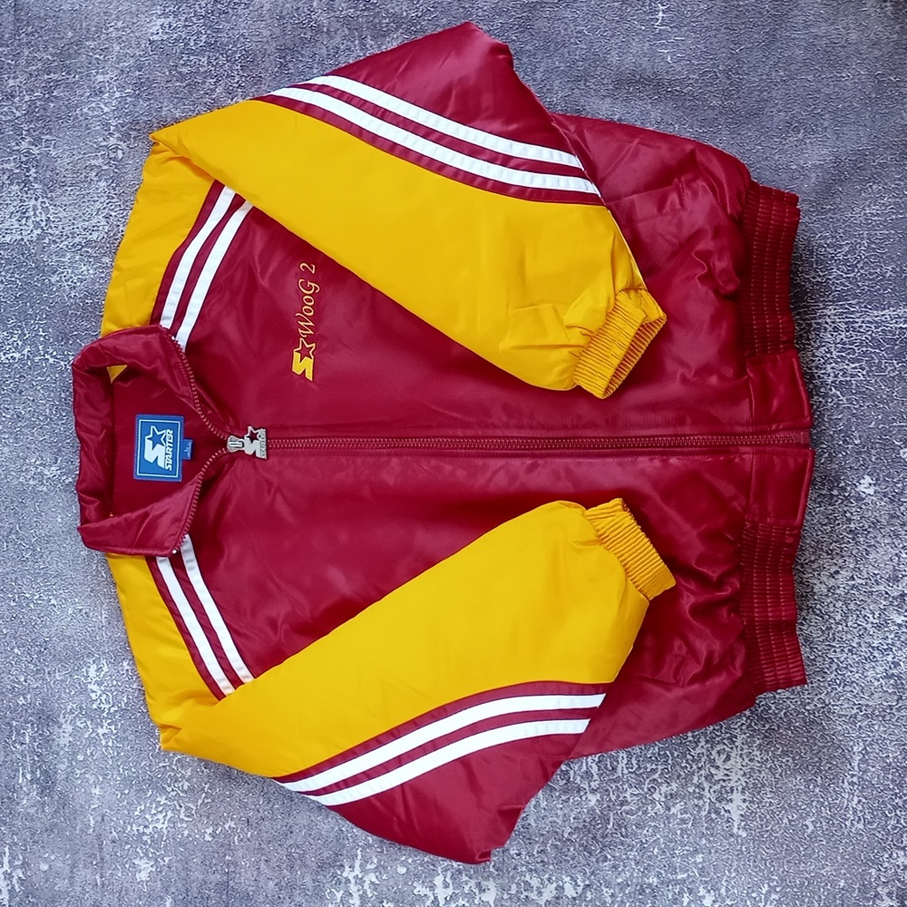 Vintage American Starter NFL Woog 2 Winter Bomber Jacket Yellow/Maroon